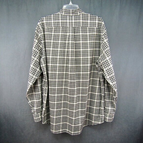 LL Bean Wrinkle Free Black White Plaid Button Down Shirt Size L Traditional Fit - Picture 5 of 9